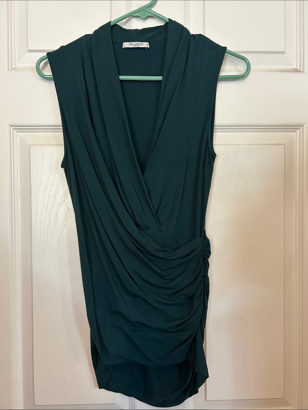 MM Lafleur Sleeveless Draped Faux-Wrap Sleeveless Top Green